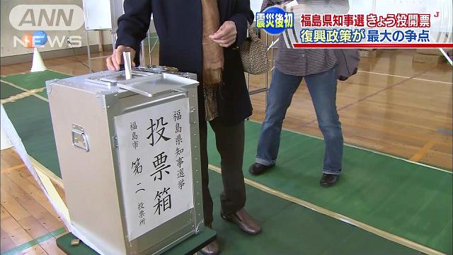 福島県知事選きょう投開票　復興政策が争点