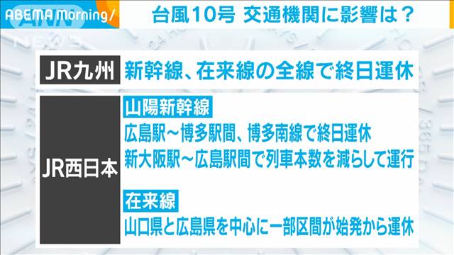 交通への影響 Jr九州は新幹線など全線で終日運休 テレ朝news テレビ朝日のニュースサイト
