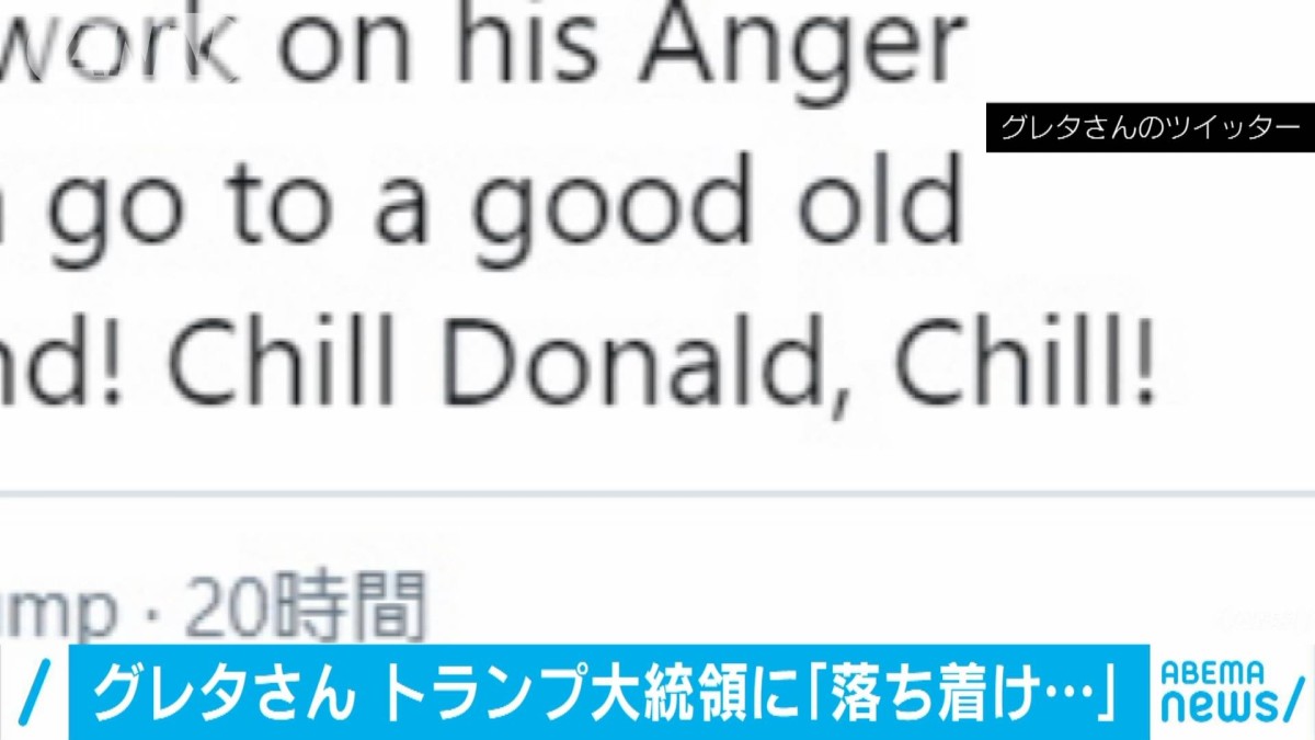 トランプ氏の投稿に「落ち着け」 グレタさんが非難