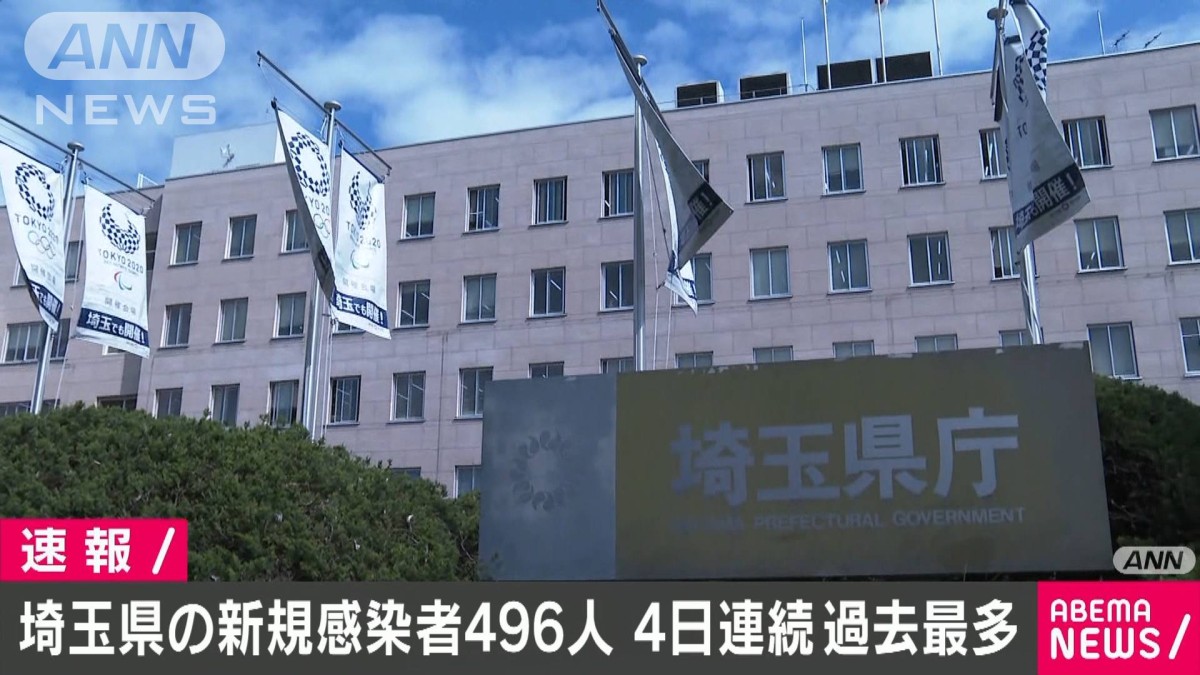埼玉県で新たに496人の感染確認　4日連続で最多更新