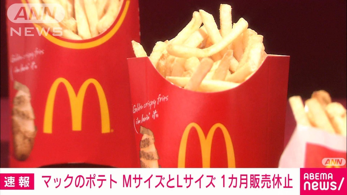 マックのポテトM・Lの販売 今度は約1カ月休止