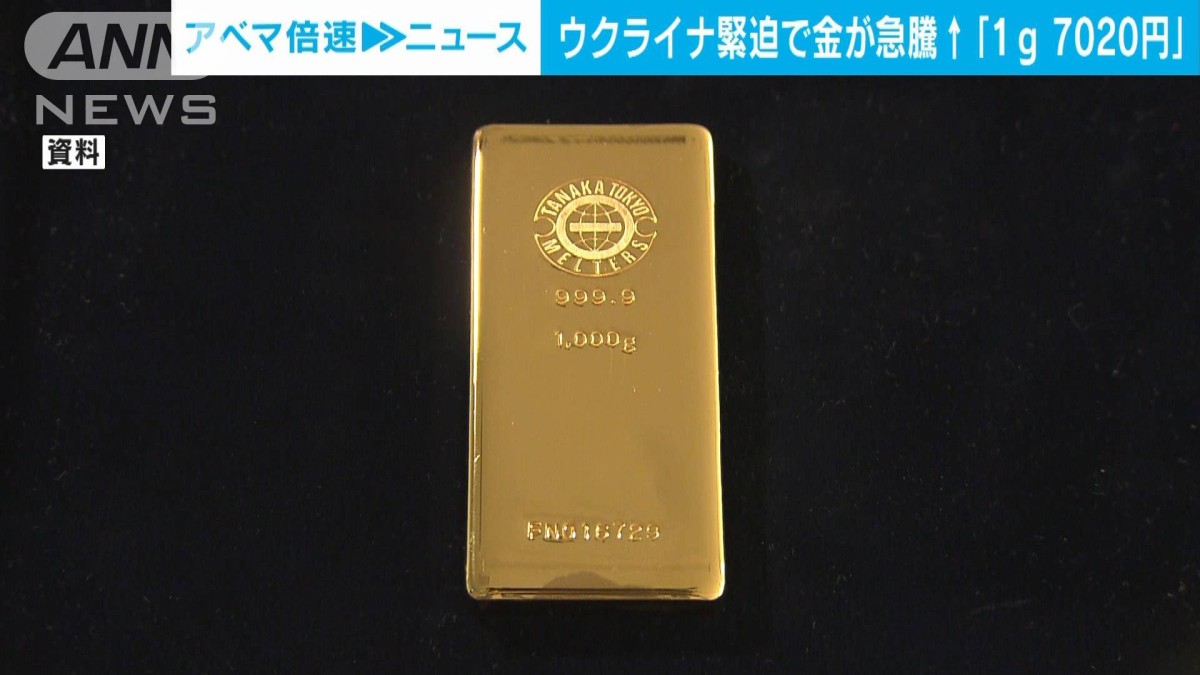 金が高騰　過去最高値に迫る　ウクライナ情勢緊迫で
