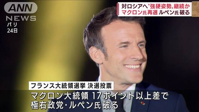 仏 マクロン氏再選 Eu重視 対ロ強硬路線は継続へ Ksbニュース Ksb瀬戸内海放送