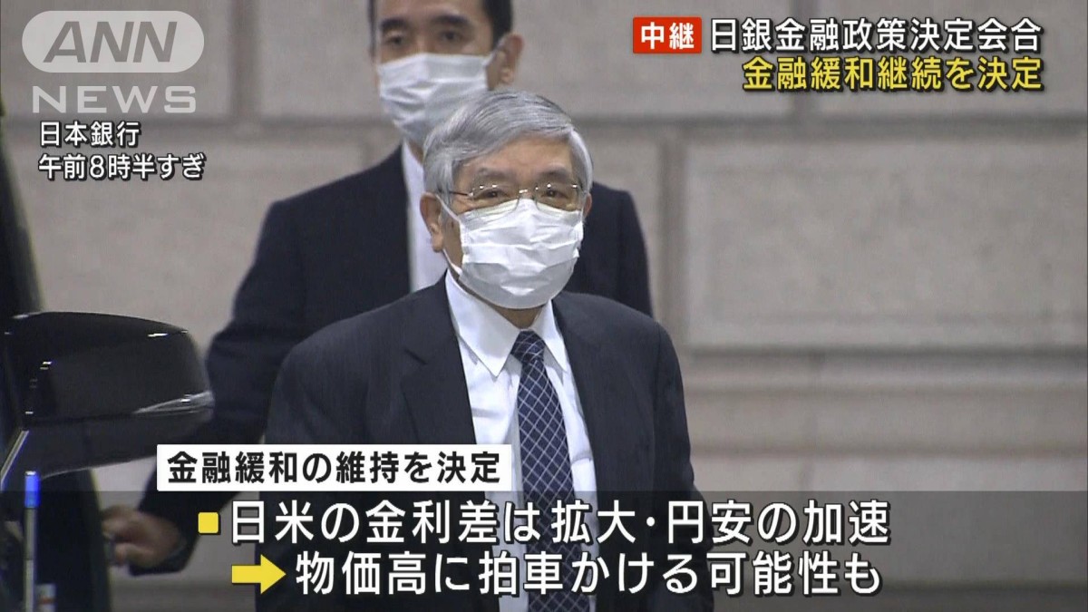 【速報】日銀金融政策決定会合　“金融緩和継続”を決定