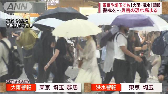 東京や埼玉でも 大雨 洪水 警報発表 山沿いでは土砂災害にも警戒を
