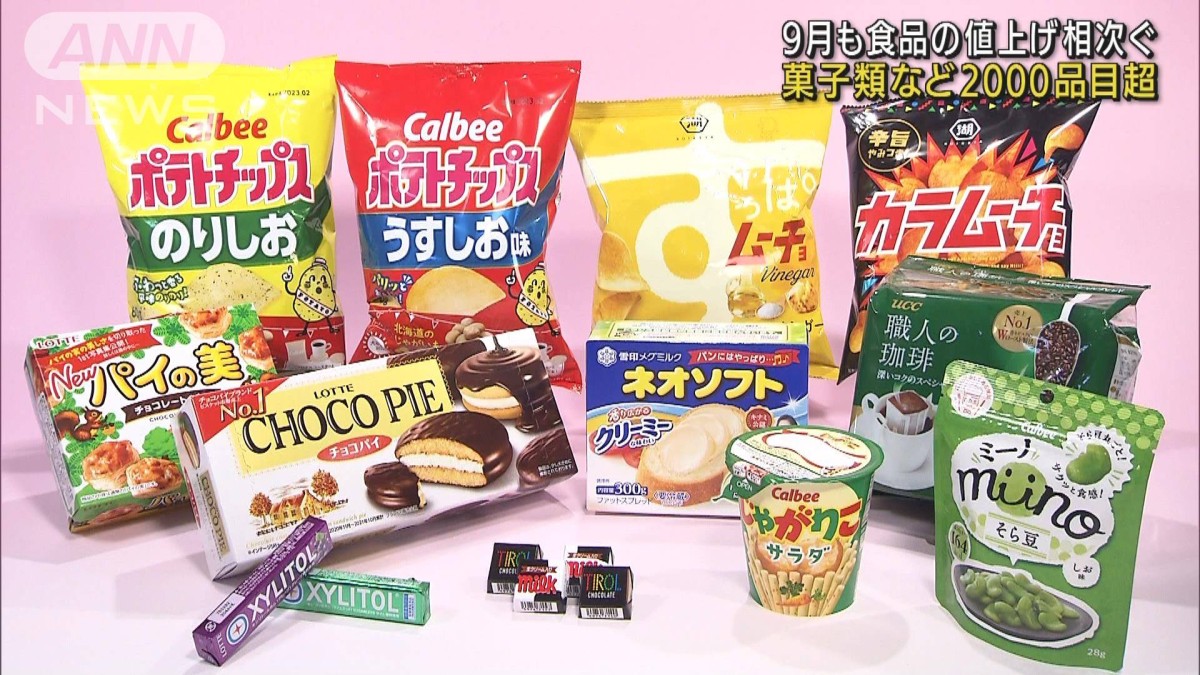 9月も値上げラッシュ 菓子類など2000品目以上