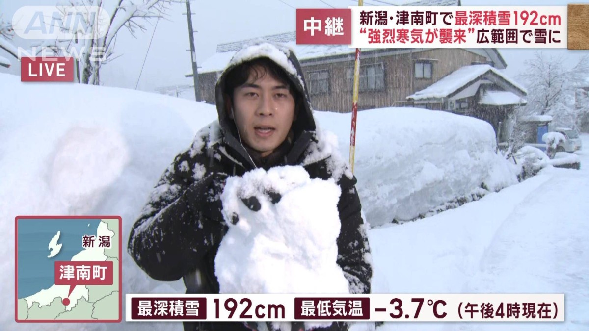 強烈寒気】1日で積もった雪とは…最深積雪192cm 新潟・津南町