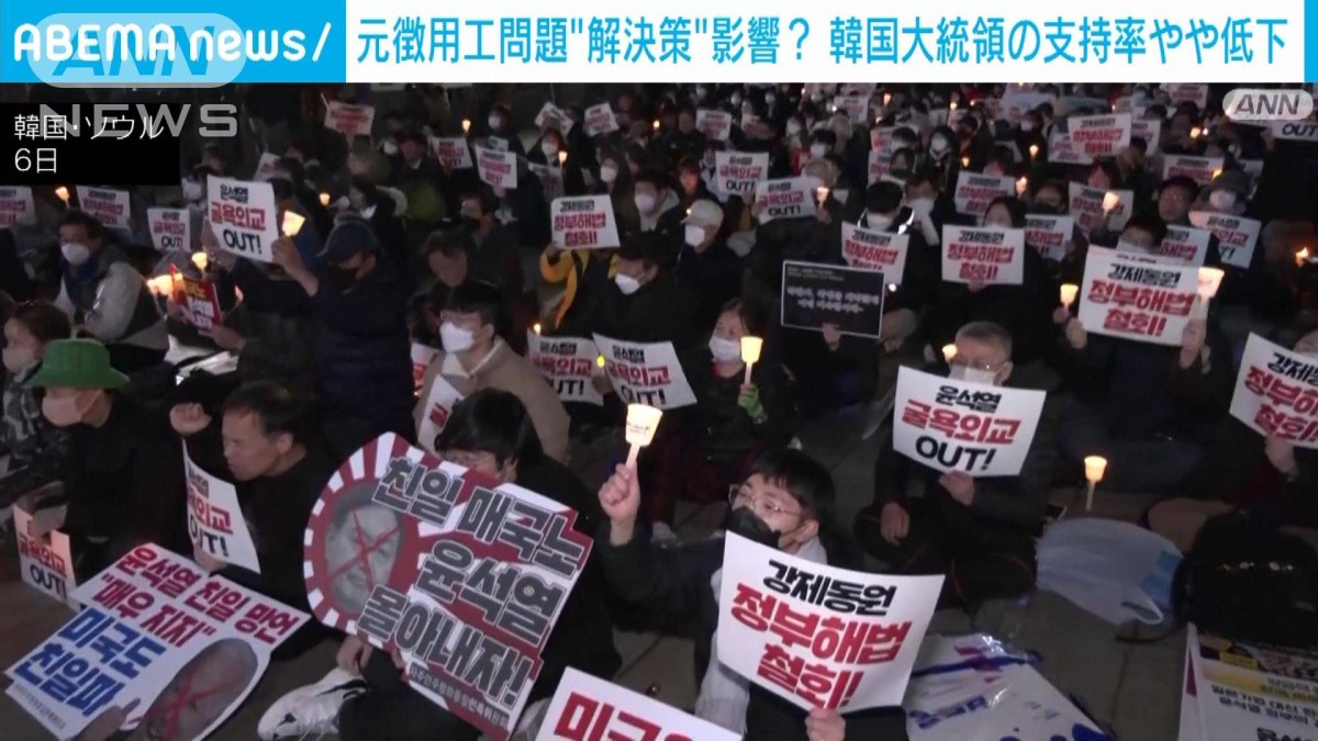 韓国大統領の支持率わずかに低下　元徴用工問題の「解決策」が影響か