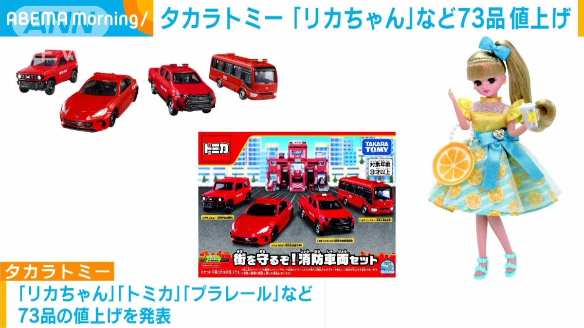 タカラトミー「リカちゃん」「トミカ」など73品の玩具を値上げへ