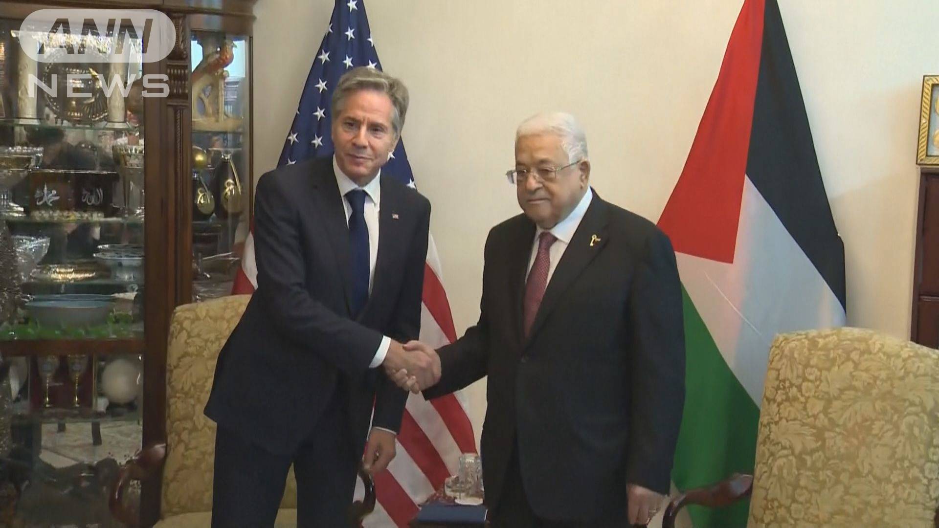 米ブリンケン国務長官がパレスチナ自治政府アッバス議長と会談 人道回廊などを協議