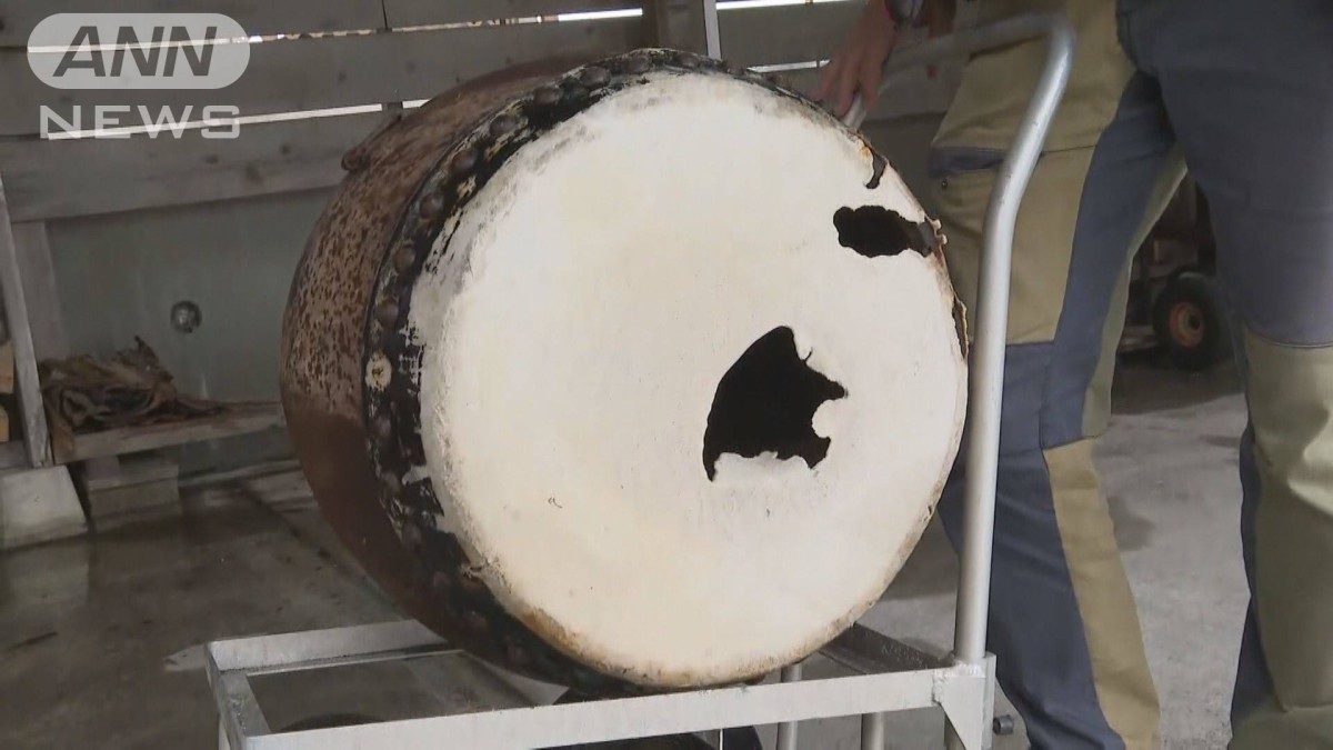 太鼓 津波で流された能登町の「太鼓」 新潟で見つかる