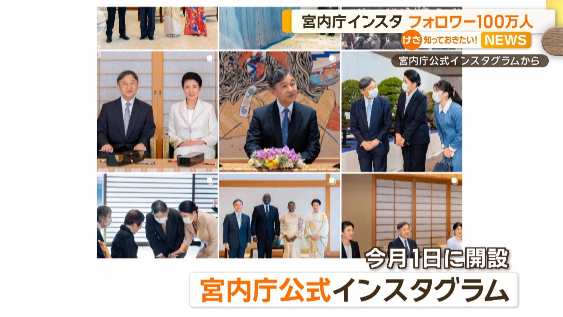 宮内庁の公式インスタグラム 開設から21日でフォロワー100万人超