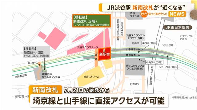 JR渋谷駅　「新南改札」が“近くなる”
