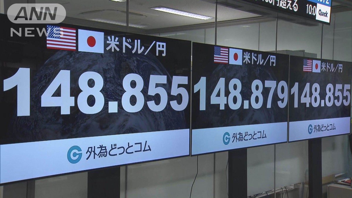 日経平均一時1300円超値下がり 1ドル＝148円台に円高加速
