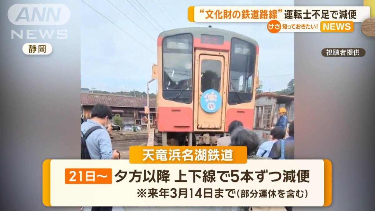 文化財の鉄道路線” 運転士不足で減便