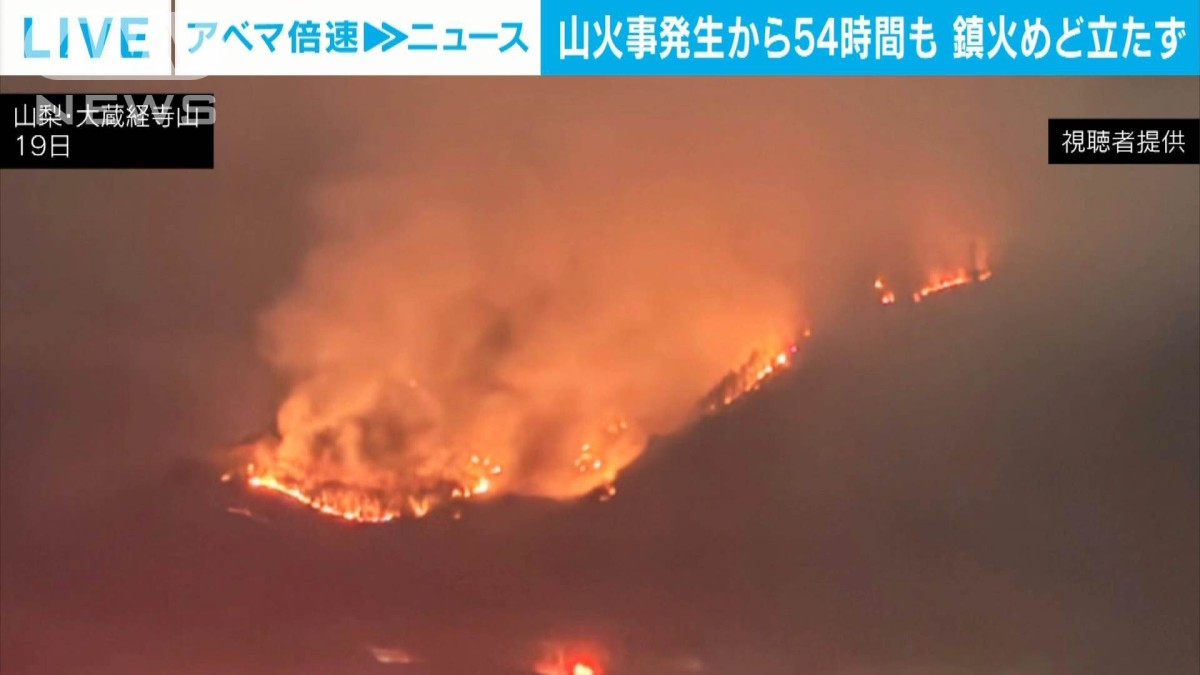 「飛び火…それだけが不安」山火事発生から54時間経過も鎮火のめど立たず 山梨