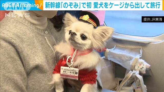 新幹線「のぞみ」で初　愛犬をケージから出して旅行　貸切車両パッケージ　JR東海
