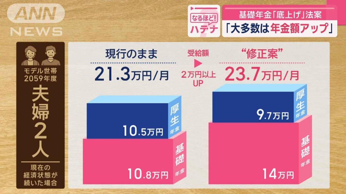 基礎年金“底上げ”法案「大多数は年金額アップ」あおりで厚生年金“受給額”減る人も