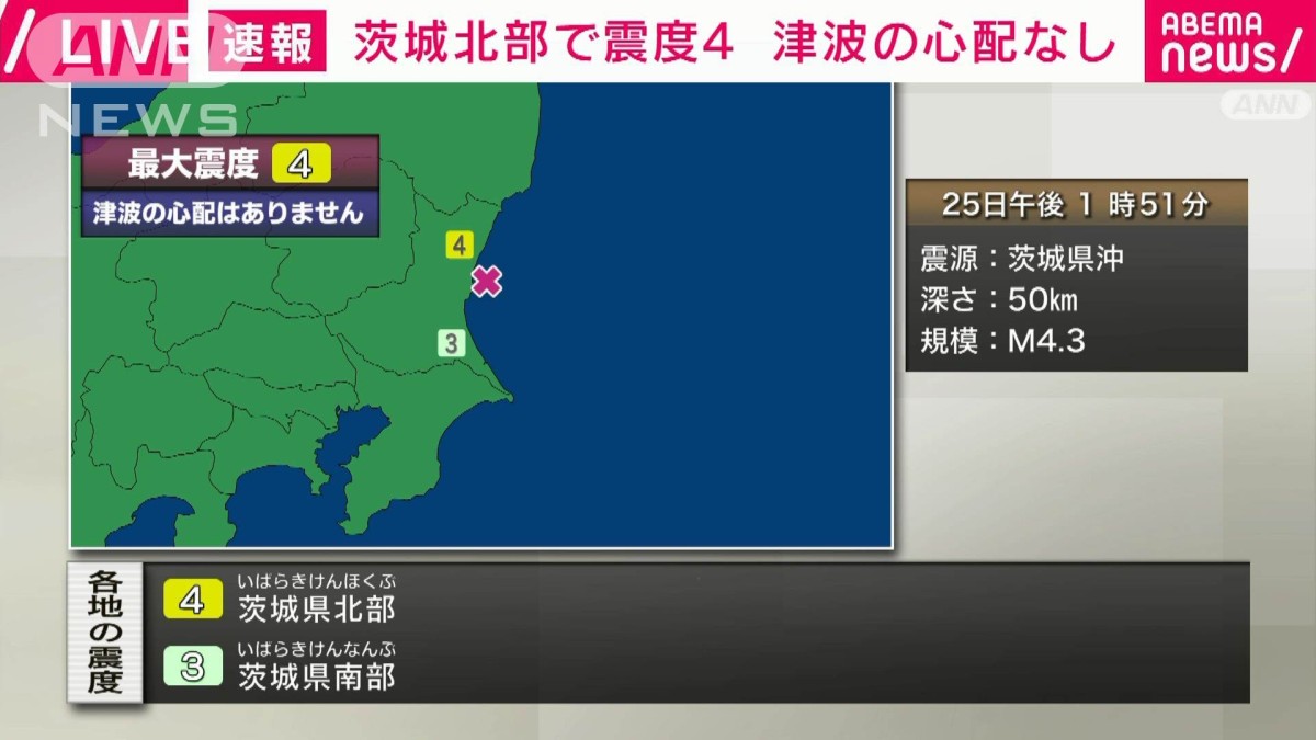 次の発送は11月4日以降になります！ 茨城県北部で震度4 津波の心配なし