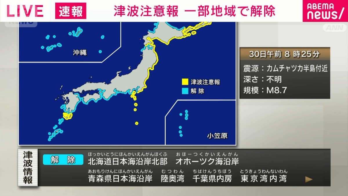 津波 警報 解除