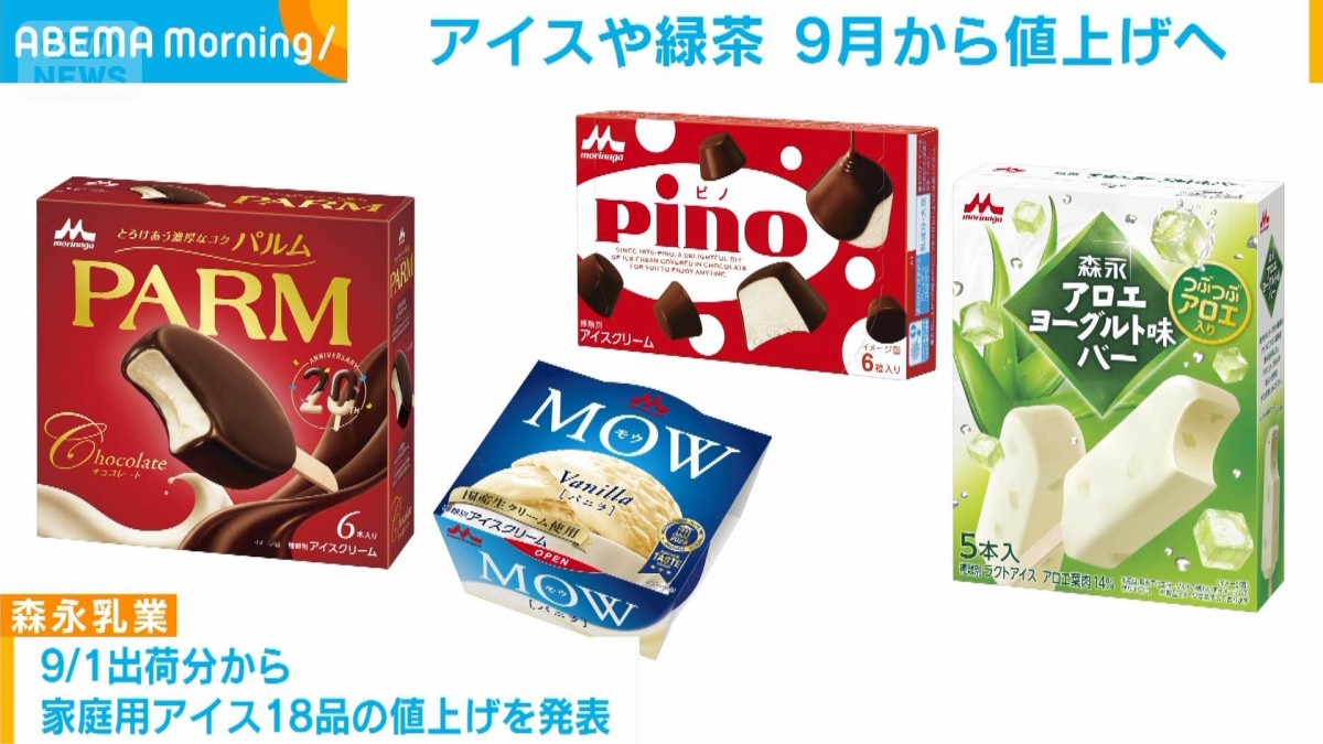 アイスや緑茶 9月から値上げへ 原材料高や生産者不足などで…