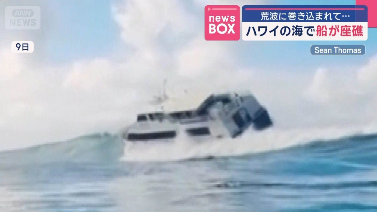荒波に巻き込まれて…ハワイの海で遊覧船が座礁