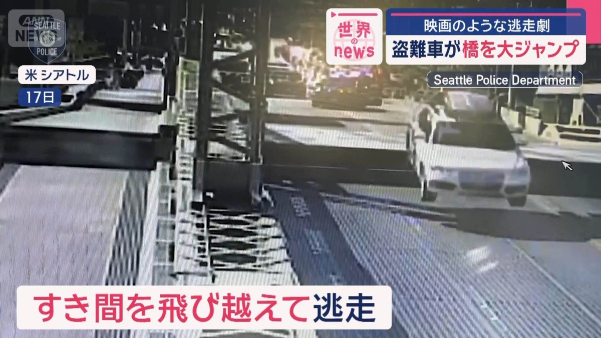 盗難車が橋を大ジャンプ 映画のような逃走劇 米・シアトル