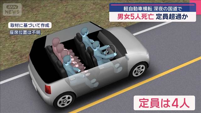 深夜の国道で軽自動車横転　男女5人死亡　定員超過か 2025年10月03日(金)