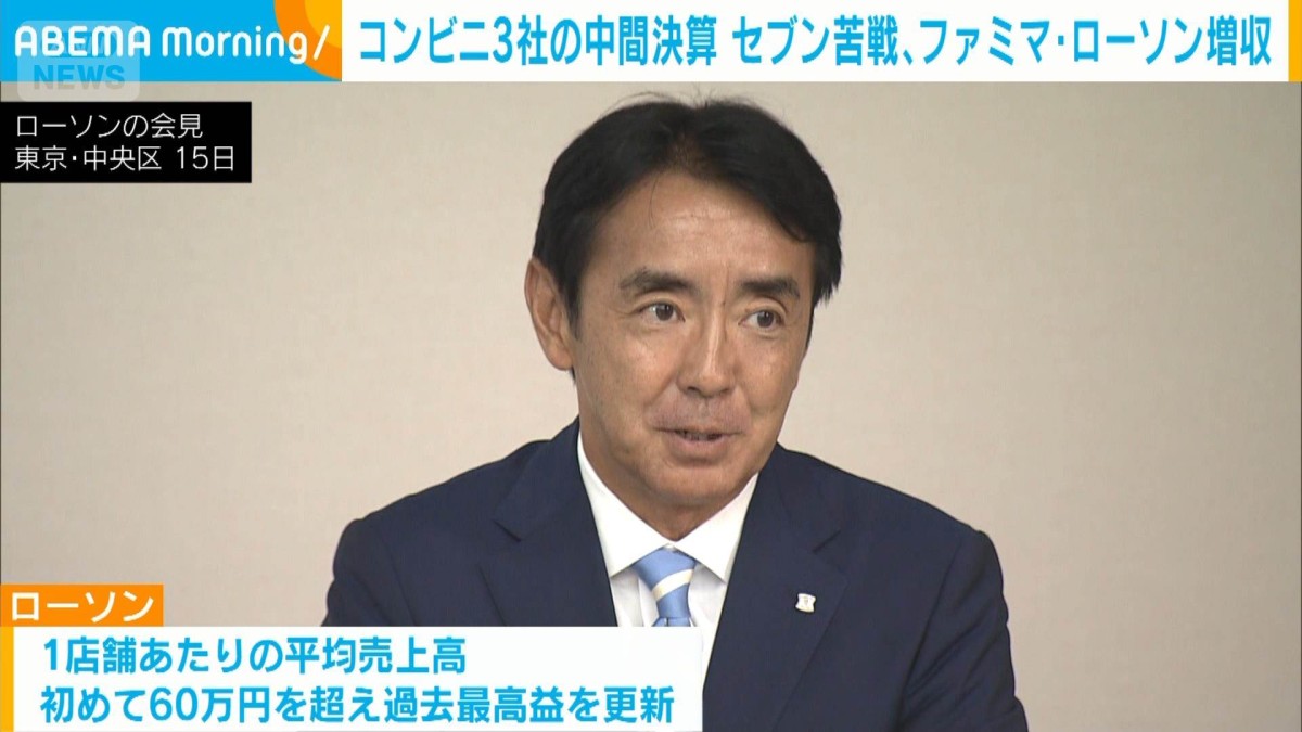 コンビニ3社の中間決算　明暗分かれる　セブン苦戦、ファミマ・ローソンは利益増