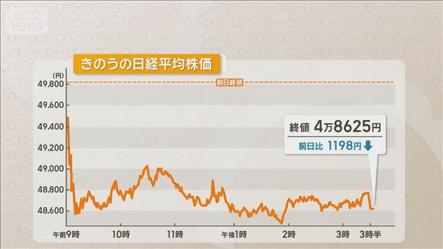 エヌビディア祭り一転 21日の日経平均終値1100円超下落 「下げ一辺倒ではない」見方も