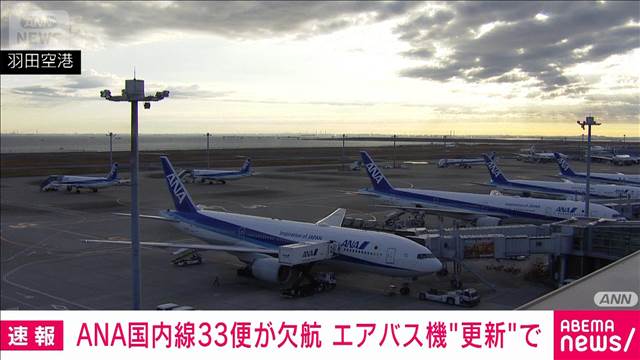 全日空33便が欠航　エアバス社機体のシステム更新で