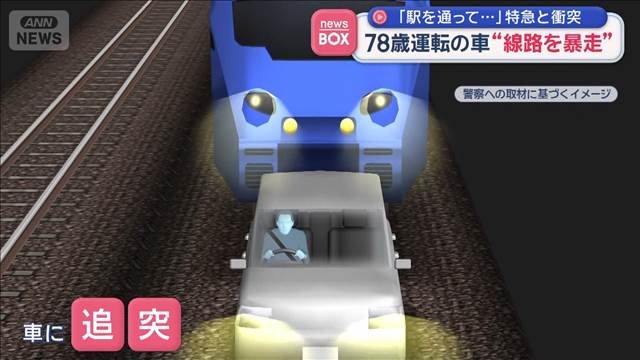 78歳運転の車が“線路を暴走”　後ろから迫る特急列車　ついに追突