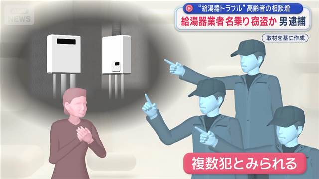 給湯器業者を名乗り窃盗か　男逮捕　“交換トラブル”など高齢者の相談増加