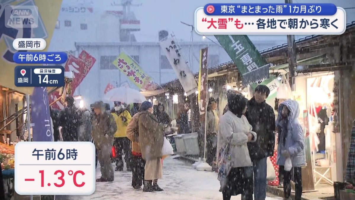 “大雪”も…各地で朝から寒く　東京“まとまった雨”1カ月ぶり