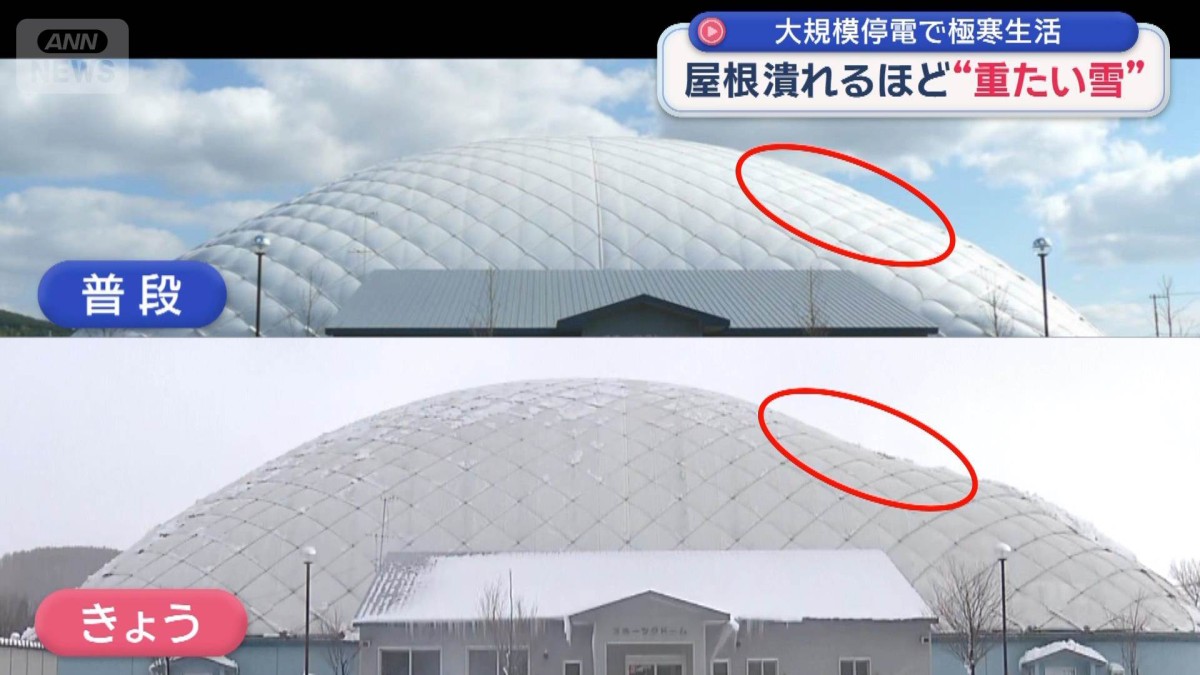 ドーム屋根潰れるほど… 大規模停電で極寒生活…「12月になかなかないドカ雪」