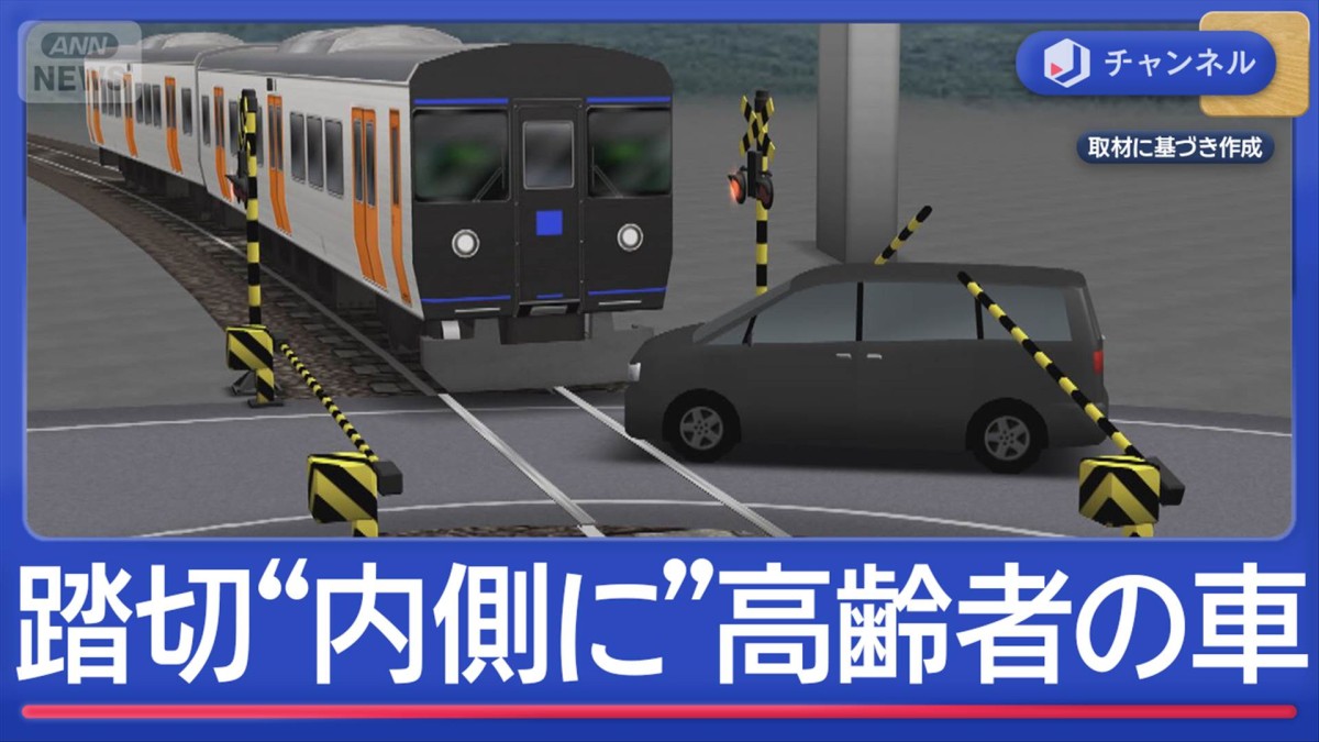 遮断機下りた“踏切内に”高齢者の車…列車と衝突