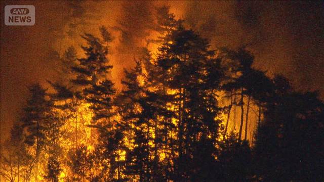 山梨で山林火災 一部地域に避難指示　住宅まで1kmに迫る