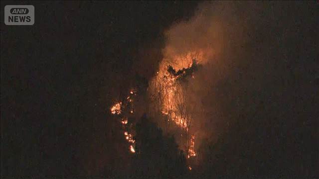 山梨・上野原市の山火事　4日目も鎮火のめど立たず　“強風”の影響で勢い収まらず