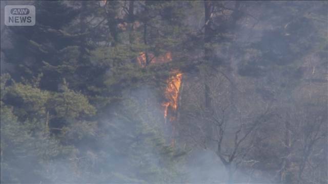 山火事 大月市側で延焼続く　上野原市は小康状態　200ha超焼失 鎮火めど立たず