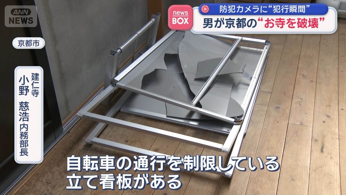 防犯カメラに“犯行瞬間”　男が京都の“お寺を破壊”