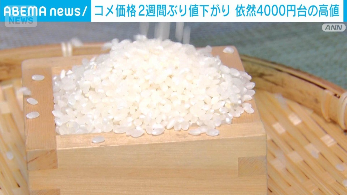 コメ平均販売価格　2週間ぶり値下がり　4188円/5kgで95円下落