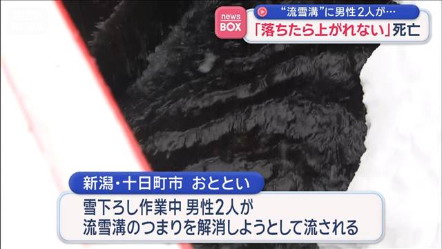 流雪溝の詰まり直そうと…男性2人流され死亡　水量多く「落ちたら上がれない」