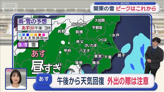 【関東の天気】関東の雪 ピークはこれから　都内で積雪 早めに起きて行動を