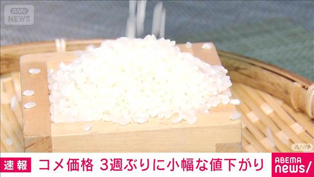 コメの店頭平均価格　小幅ながら3週間ぶりに値下がり