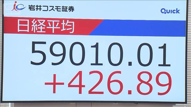 日経平均　初の5万9000円台　2日連続で最高値更新　米エヌビディア決算、円安で