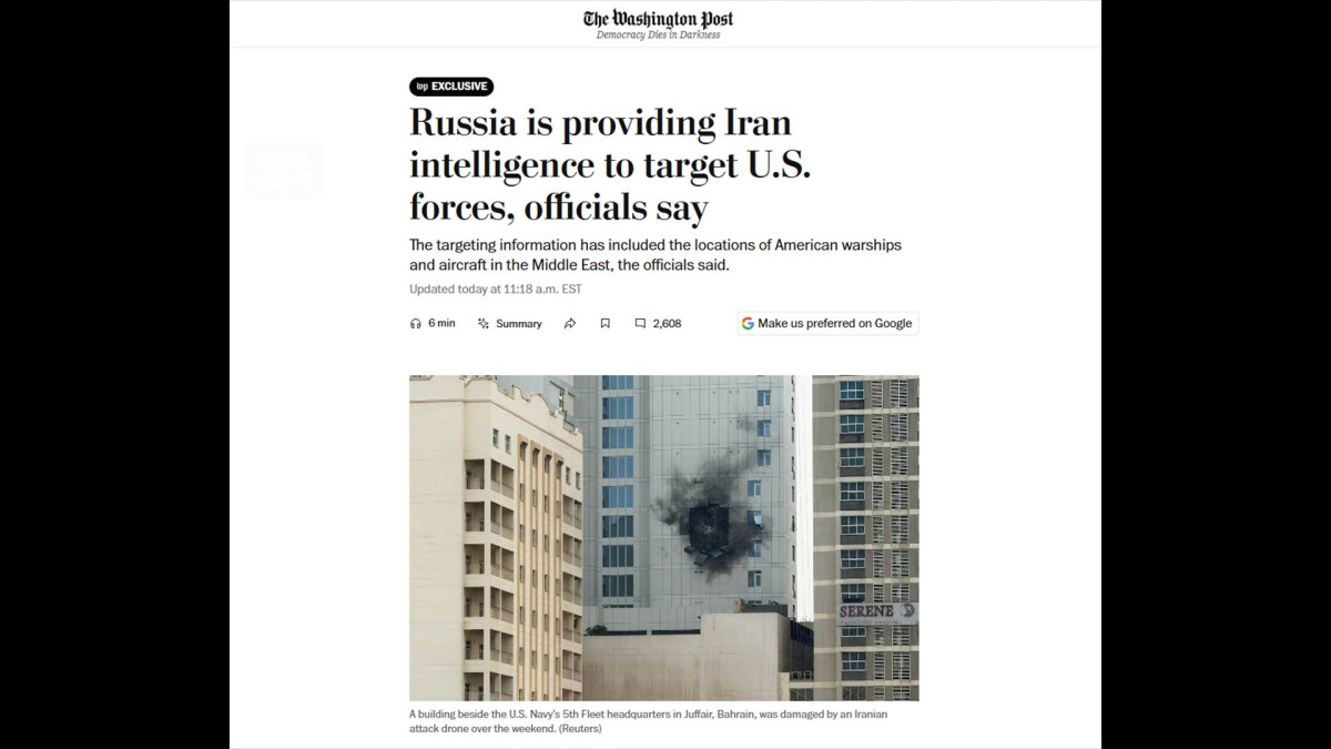 「ロシアがイランに米軍情報提供か」米紙報道「間接的に参戦の兆候」と関係者