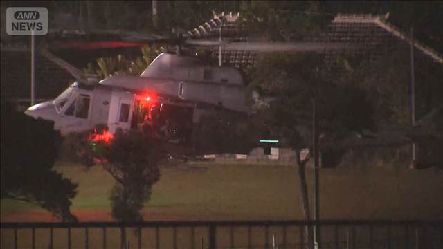 アメリカ軍ヘリ「UH1」沖縄の野球場に緊急着陸　付近の訓練場では日米共同訓練中