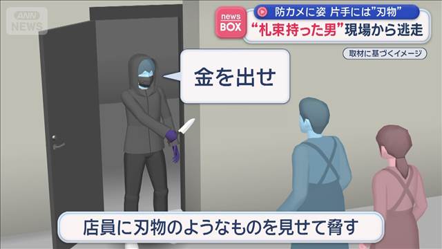 “札束持った男”現場から逃走　防カメに姿 片手には刃物