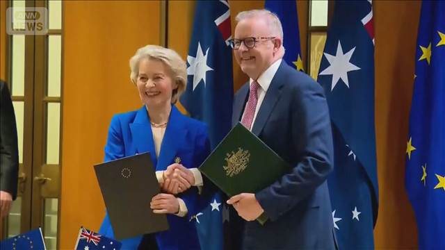 EUと豪が自由貿易協定締結　関税ほぼ撤廃　米の関税で加速　重要鉱物の中国依存低減