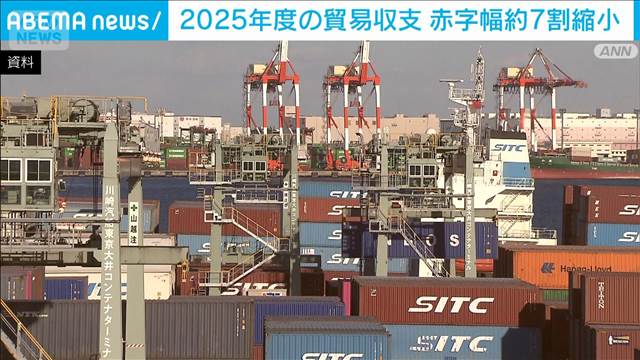 2025年度の貿易収支　赤字幅約7割縮小　3月　中東情勢の影響は限定的